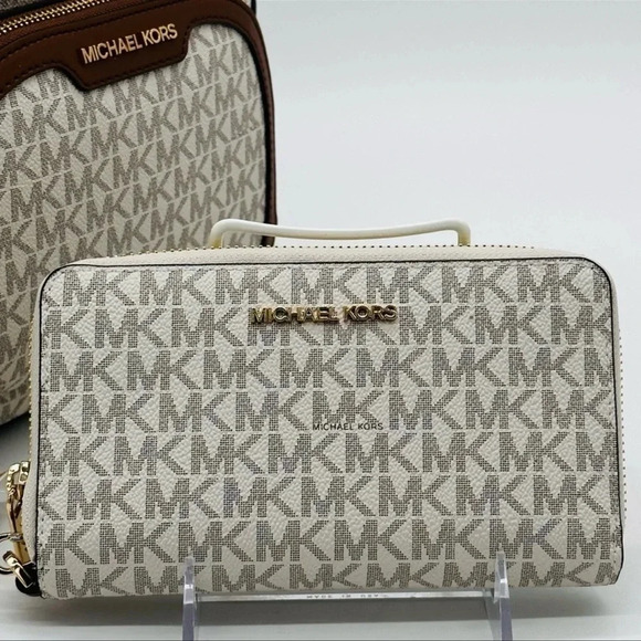 Michael Kors Medium Jaycee Zip Packet Backpack & Large Flat MF Phone Case Wallet - Picture 10 of 15